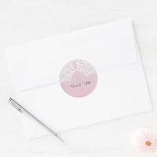 Pink Elegant Lace Thank You Stickers