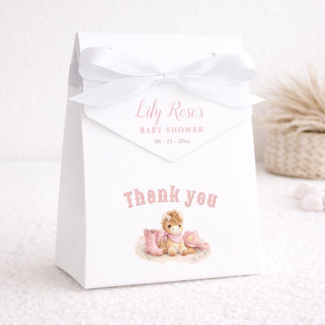 Pink Elegant Little Cowgirl Baby Girl Shower Favour Box (Creator Uploaded)