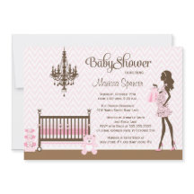 Pink elegant nursery baby girl shower invitation