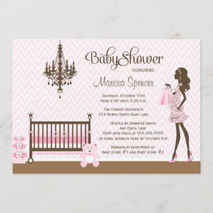Pink elegant nursery baby girl shower invitation