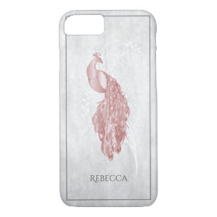 Pink Elegant Peacock Personalised iPhone 8/7 Case
