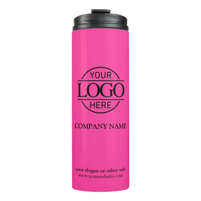 Pink Elegant Promotional Company Business Logo Thermal Tumbler (Front)