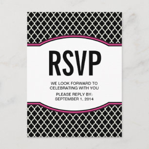 Pink Elegant Quatrefoil RSVP Postcard