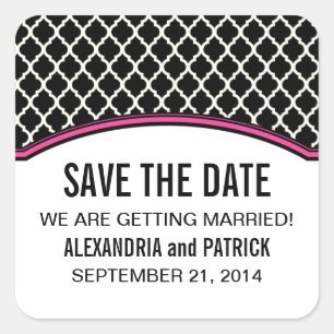 Pink Elegant Quatrefoil Save the Date Stickers