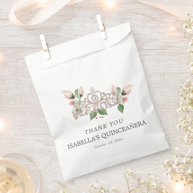 Pink Elegant Quinceañera Favour Bag (Clipped)