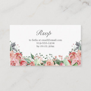 Pink Elegant Quinceañera RSVP Enclosure Card