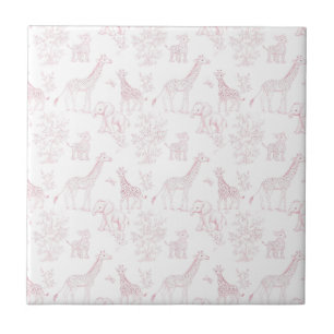 Pink Elegant Safari Toile Vintage Design Ceramic Tile