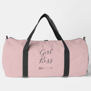 Pink Elegant Script Girl Boss Duffle Bag