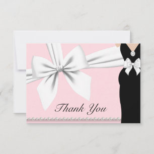 Pink Elegant Tiffany Pearls Fancy Baby Shower Thank You Card