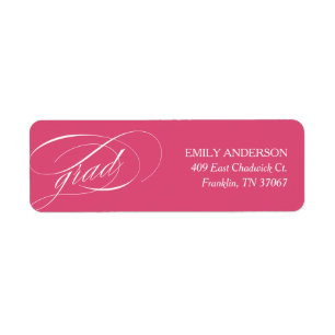 Pink Elegant Trendy Calligraphy Graduation Address Return Address Label