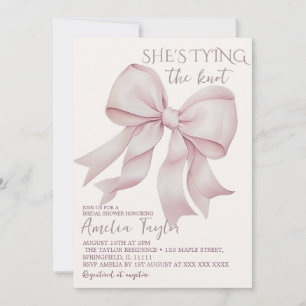 Pink Elegant Tying The Knot  Bow Bridal Shower Invitation