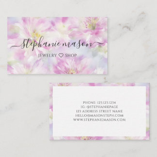 Pink Elegant Watercolor Floral Business Card