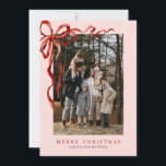 Pink Elegant Watercolor Red Bow Christmas 2 Photo Holiday Card<br><div class="desc">Pink Elegant Watercolor Red Bow Christmas 2 Photo Holiday Card features a beautiful watercolor red bow around your two photos.</div>