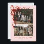 Pink Elegant Watercolor Red Bow Christmas 4 Photo Holiday Card<br><div class="desc">Pink Elegant Watercolor Red Bow Christmas Four Photo Holiday Card features a beautiful watercolor red bow around your two photos.</div>