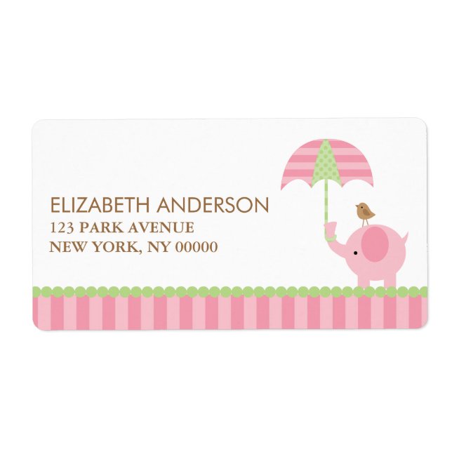 Pink Elephant Address Labels (Front)