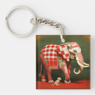 Pink Elephant And Polka Dot Chihuahua Key Ring