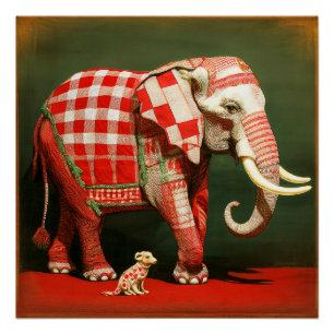 Pink Elephant And Polka Dot Chihuahua Poster
