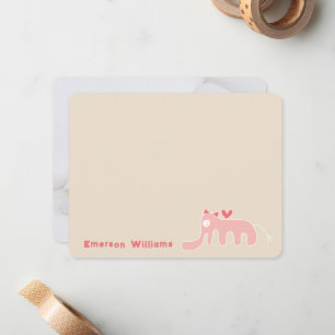 Pink Elephant Baby Girl Custom Thank You Card