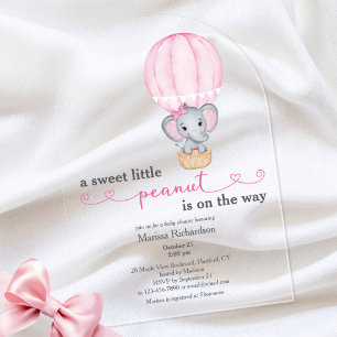 Pink Elephant Baby Girl Shower Arch Acrylic Invitations
