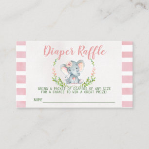 Pink Elephant Baby Shower Diaper Raffle Insert