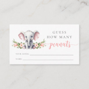 Pink Elephant Baby Shower Guess How Many Peanuts Enclosure Card