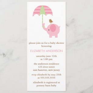 Pink Elephant Baby Shower Invitation