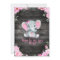 Pink  Elephant Baby Shower invitation, rustic