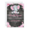Pink  Elephant Baby Shower invitation, rustic