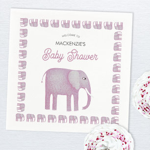 Pink Elephant Baby Shower Napkin