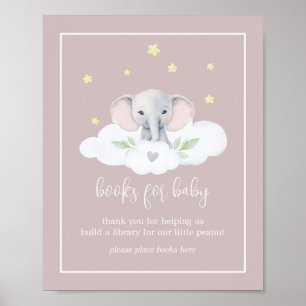 Pink Elephant Baby Shower Sign Books for Baby