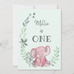 Pink Elephant Birthday Invitation
