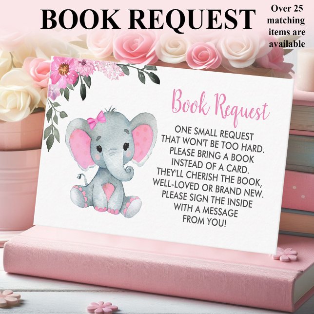 Pink Elephant book request card ticket Rustic  (Creator Uploaded)
