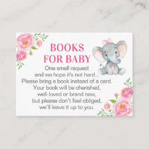 Pink Elephant Books for Baby Book Request Card