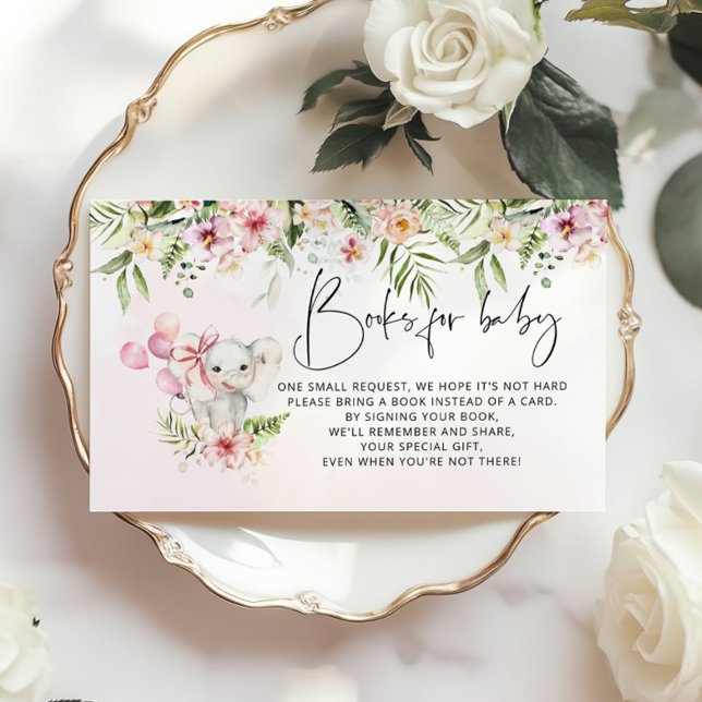 Pink Elephant books for baby ticket enclosure card (Creator Uploaded)