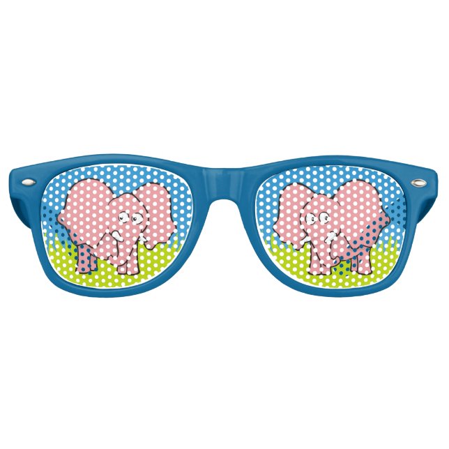 Pink elephant cartoon aviator sunglasses (Front)