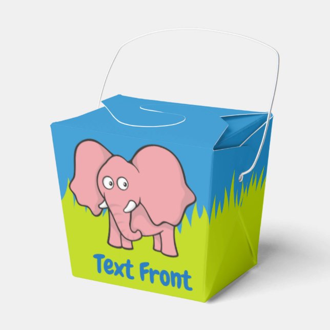 Pink elephant cartoon favour box (Front Side)