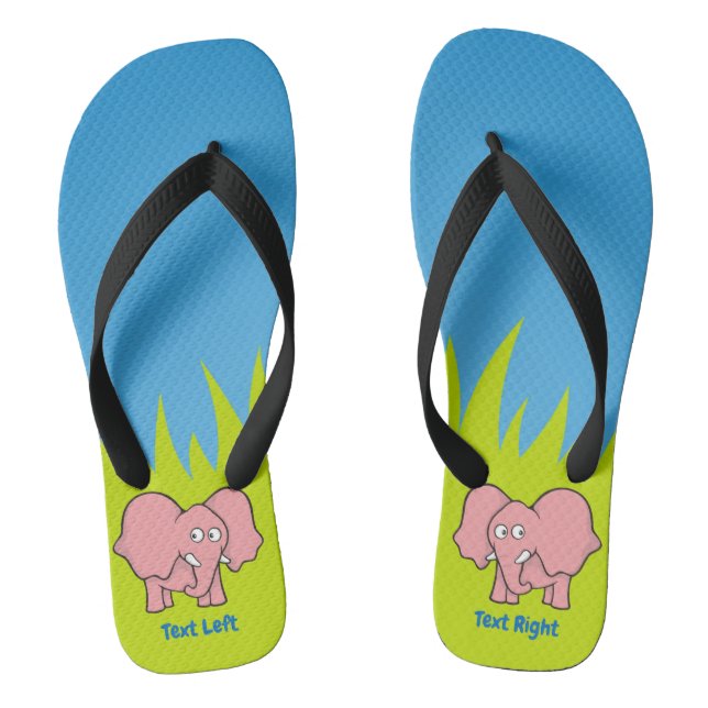 Pink elephant cartoon flip flops (Footbed)