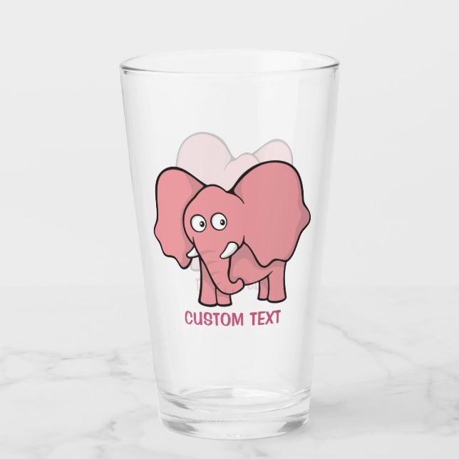 Pink Elephant Cartoon Glass (Front)