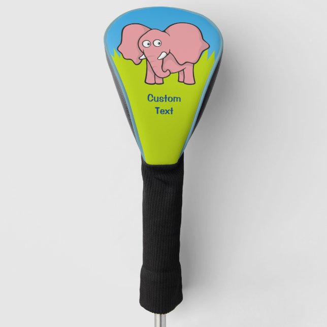 Pink Elephant Cartoon Golf Head Cover (Front)