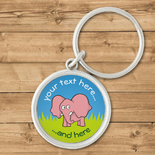 Pink elephant cartoon key ring