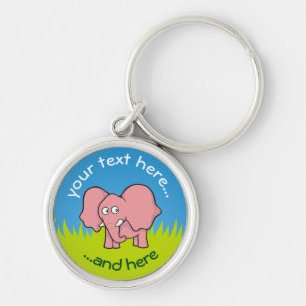 Pink elephant cartoon key ring