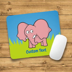 Pink elephant cartoon mouse pad