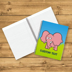 Pink Elephant Cartoon Notebook