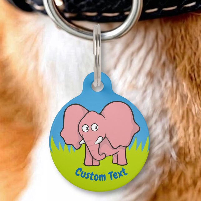 Pink elephant cartoon pet tag (Creator Uploaded)