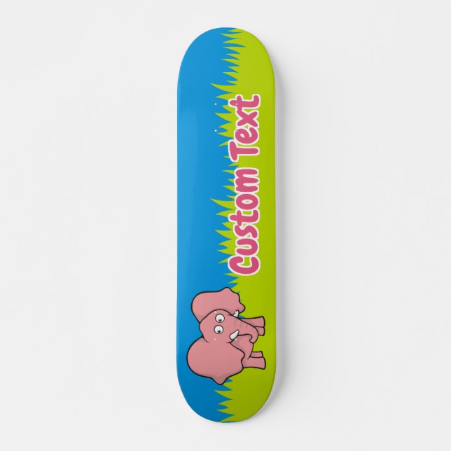 Pink elephant cartoon skateboard (Front)