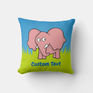 Pink elephant cartoon throw pillow