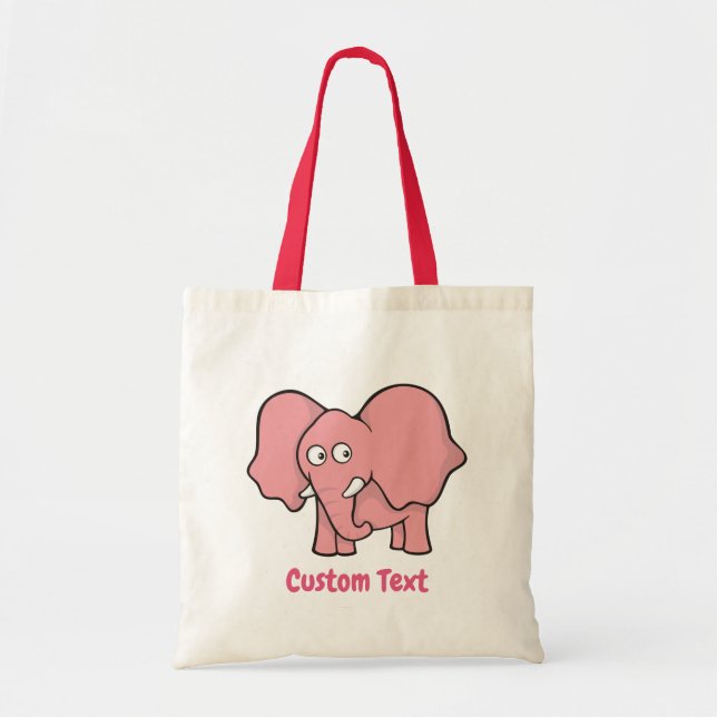Pink elephant cartoon tote bag (Front)