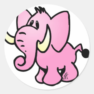 Pink Elephant Classic Round Sticker