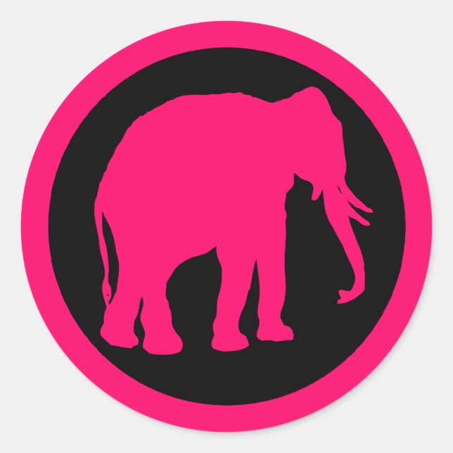 PINK ELEPHANT CLASSIC ROUND STICKER (Front)