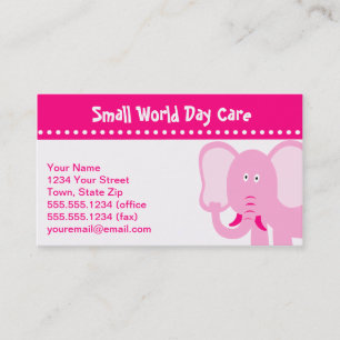 Pink Elephant Day Care Business Cards